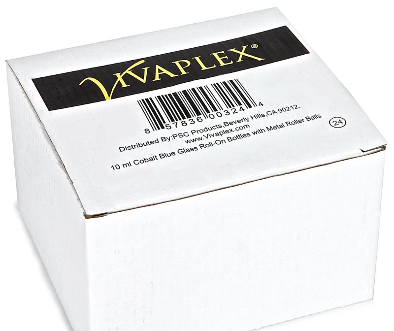 Vivaplex  24  Cobalt Blue  10 ml Glass Roll-on Bottles with Stainless Steel Roller Balls. 3-3 ml Droppers included - Image 2